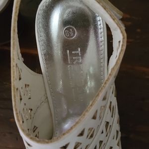 8.5 white pleather booties